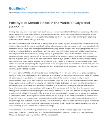 Portrayal of Mental Illness in the Works of Goya and Gericault
