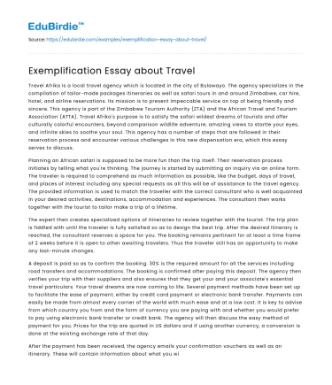 Exemplification Essay about Travel