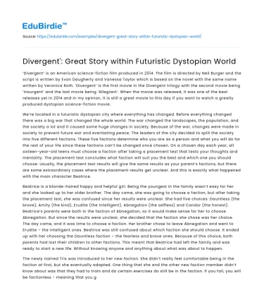 Divergent: A Compelling Narrative in a Futuristic Dystopia