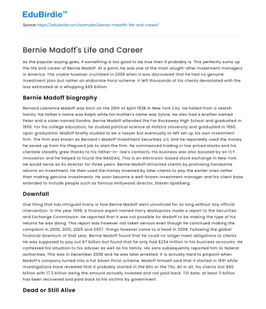 The Rise and Fall of Bernie Madoff