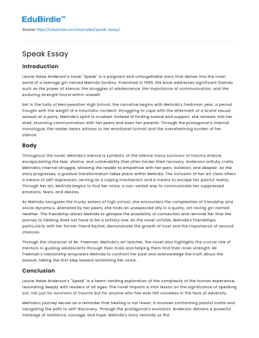 Speak Essay