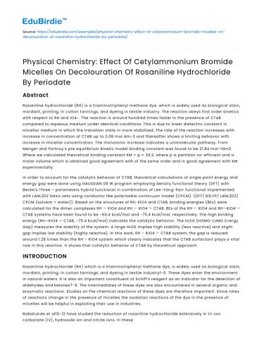 Effect of Cetylammonium Bromide Micelles on Rosaniline Decolouration