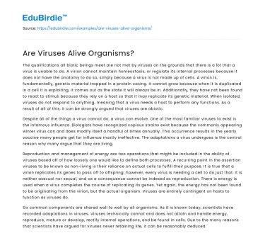 Are Viruses Alive Organisms?