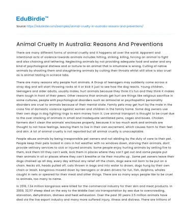 Animal Cruelty In Australia: Reasons And Preventions