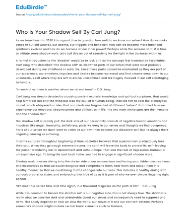 Who Is Your Shadow Self By Carl Jung?