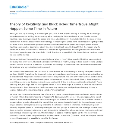 Relativity & Black Holes: Time Travel Possible in Future