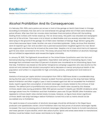 Alcohol Prohibition And Its Consequences