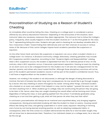 Procrastination and Academic Dishonesty: A Deep Dive