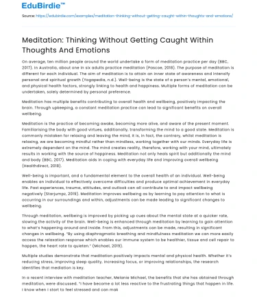 Meditation: Thinking Without Getting Caught Within Thoughts And Emotions