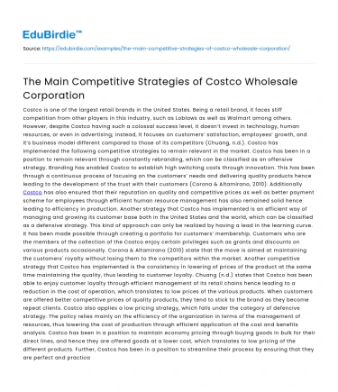 The Main Competitive Strategies of Costco Wholesale Corporation