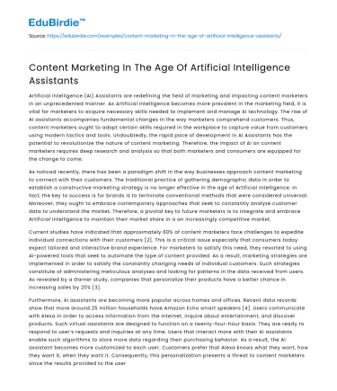 Content Marketing In The Age Of Artificial Intelligence Assistants
