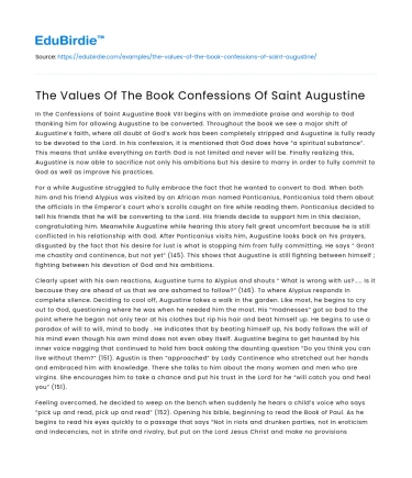The Values Of The Book Confessions Of Saint Augustine