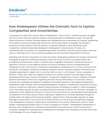 Shakespeare’s Use of Drama to Explore Complexities