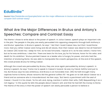 Brutus and Antony’s Speeches: Compare and Contrast