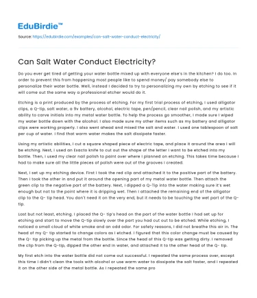The Electrical Conductivity of Salt Water