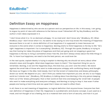 Definition Essay on Happiness