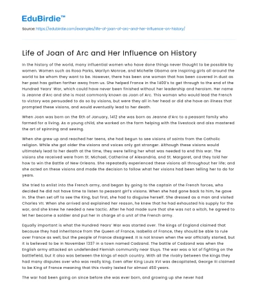 Life of Joan of Arc and Her Influence on History