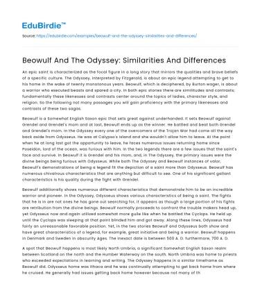 Beowulf And The Odyssey: Similarities And Differences