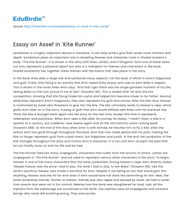 Essay on Assef in ‘Kite Runner’