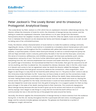 Analysis of ‘The Lovely Bones’ and Its Protagonist