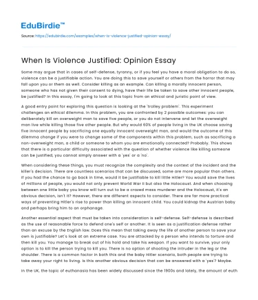 When Is Violence Justified: Opinion Essay