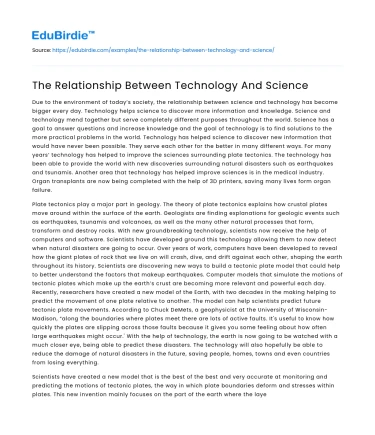 The Relationship Between Technology And Science