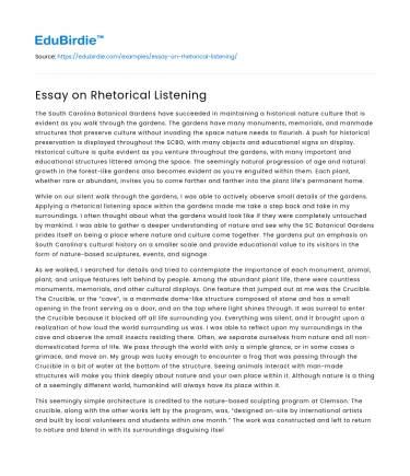 Essay on Rhetorical Listening