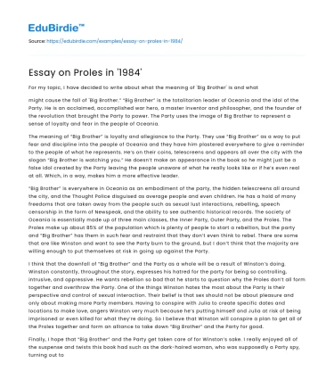 Essay on Proles in ‘1984’