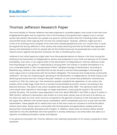 Thomas Jefferson Research Paper