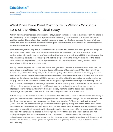 Symbolism of Face Paint in ‘Lord of the Flies’