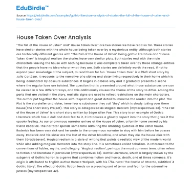 House Taken Over Analysis