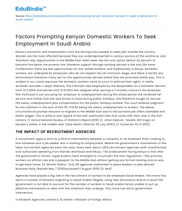 Kenyan Domestic Workers Seeking Jobs in Saudi Arabia