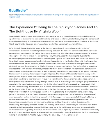 Experience in The Dig and To the Lighthouse by Virginia Woolf