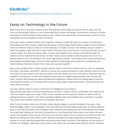 Essay on Technology in the Future