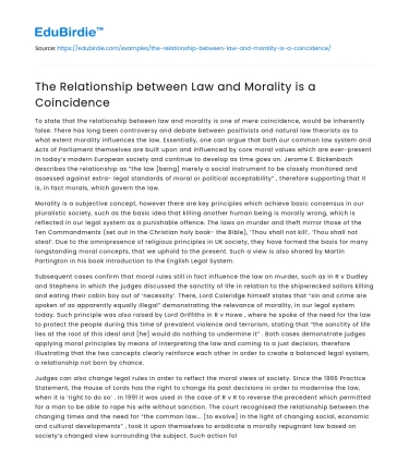 The Relationship between Law and Morality is a Coincidence