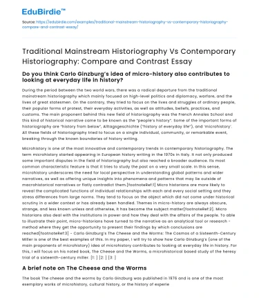 Traditional vs Contemporary Historiography: Compare and Contrast