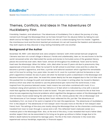 Themes, Conflicts, And Ideas In The Adventures Of Huckleberry Finn