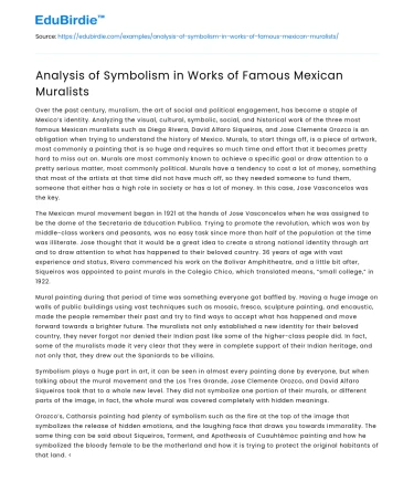 Analysis of Symbolism in Works of Famous Mexican Muralists