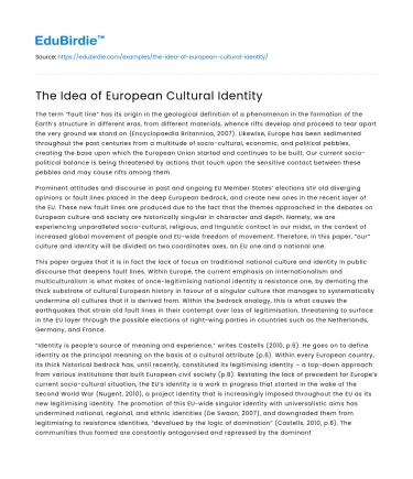 The Idea of European Cultural Identity