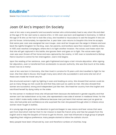 Joan Of Arc’s Impact On Society