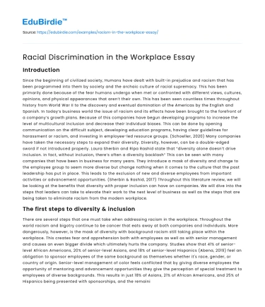 Racial Discrimination in the Workplace Essay