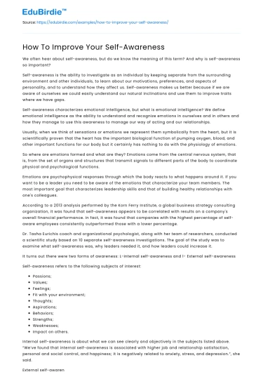 How To Improve Your Self-Awareness