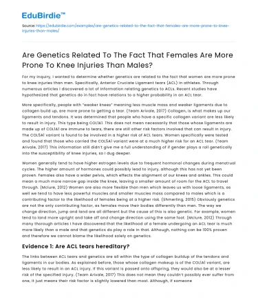 Genetics and Female Knee Injuries