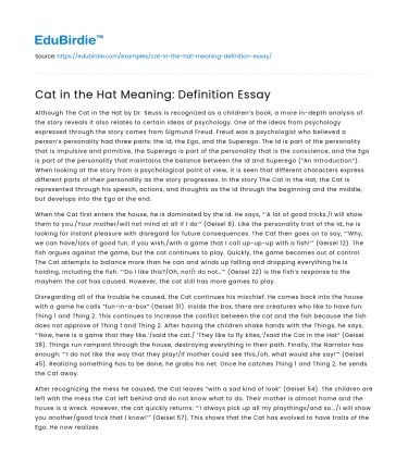 Cat in the Hat Meaning: Definition Essay
