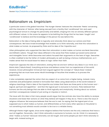 Rationalism vs. Empiricism