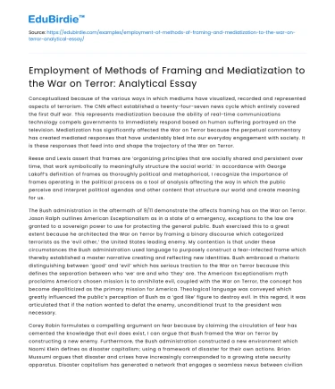 Framing and Mediatization in War on Terror: Analysis