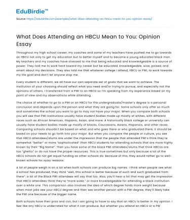 What Does Attending an HBCU Mean to You: Opinion Essay