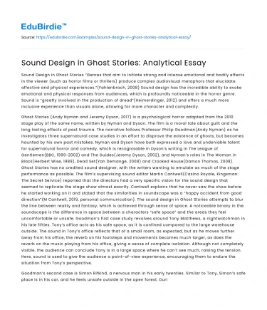 Sound Design in Ghost Stories: Analytical Essay