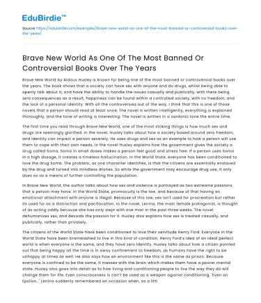 Controversial Book: Brave New World Banned Often