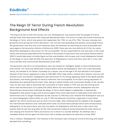 The Reign Of Terror During French Revolution: Background And Effects